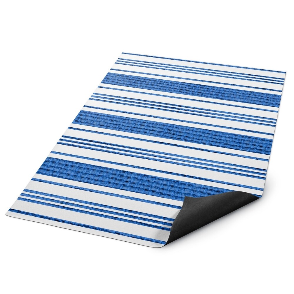 Kavka Designs Blue/White Cummaquid Blue Indoor/Outdoor Floor Mat (8' X 8') - 8' x 8'