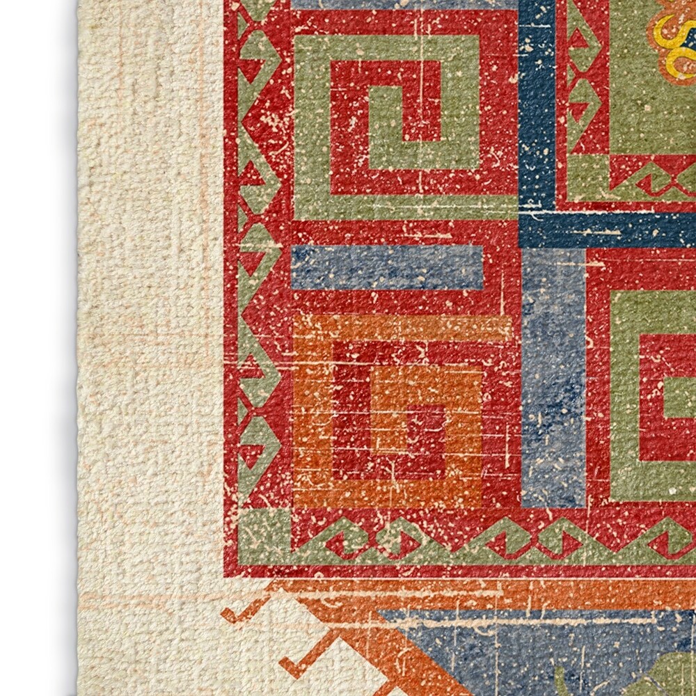 Kavka Designs Oma Ivory/ Green/ Red Area Rug ( 3'X5' ) - 3' x 5'