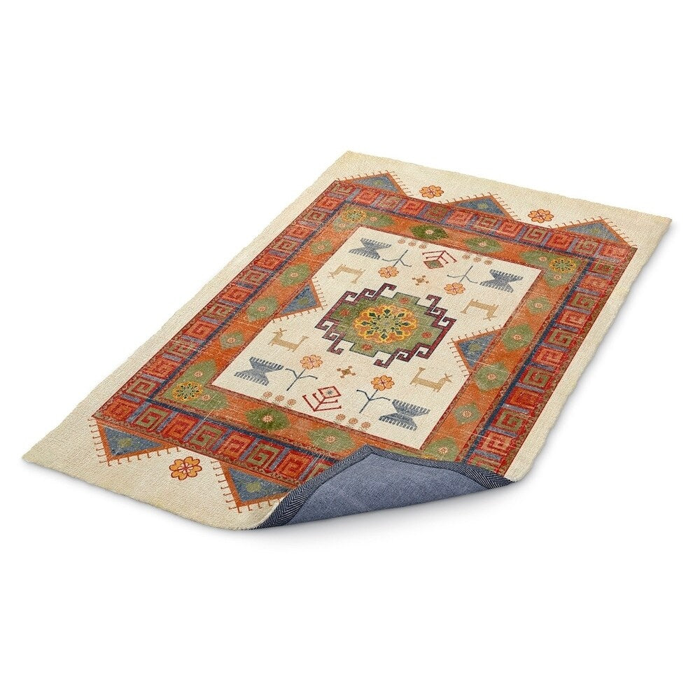 Kavka Designs Oma Ivory/ Green/ Red Area Rug ( 3'X5' ) - 3' x 5'