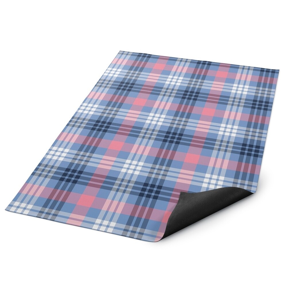 Kavka Designs Pink/Blue Plaid Indoor/Outdoor Floor Mat (8' X 10') - 8' x 10'