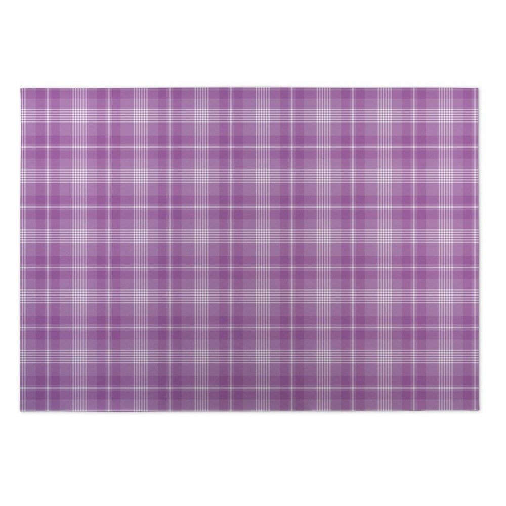 Kavka Designs Purple Coffee Donut Plaid Indoor/Outdoor Floor Mat ( 4' X 6' ) - 4' x 5'