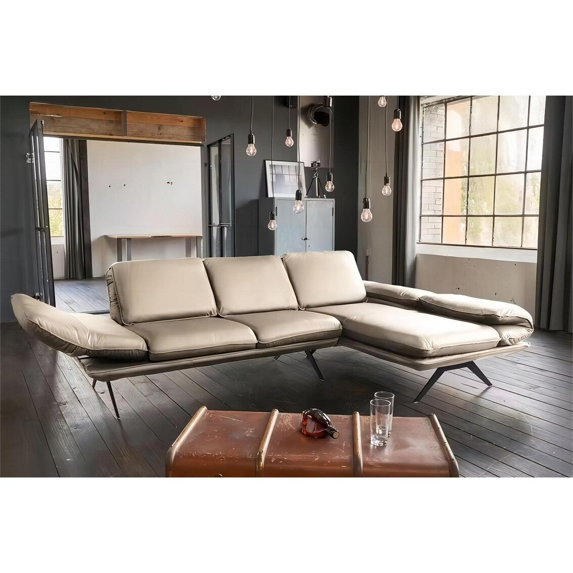 Kawola Corner Sofa Leather Beige