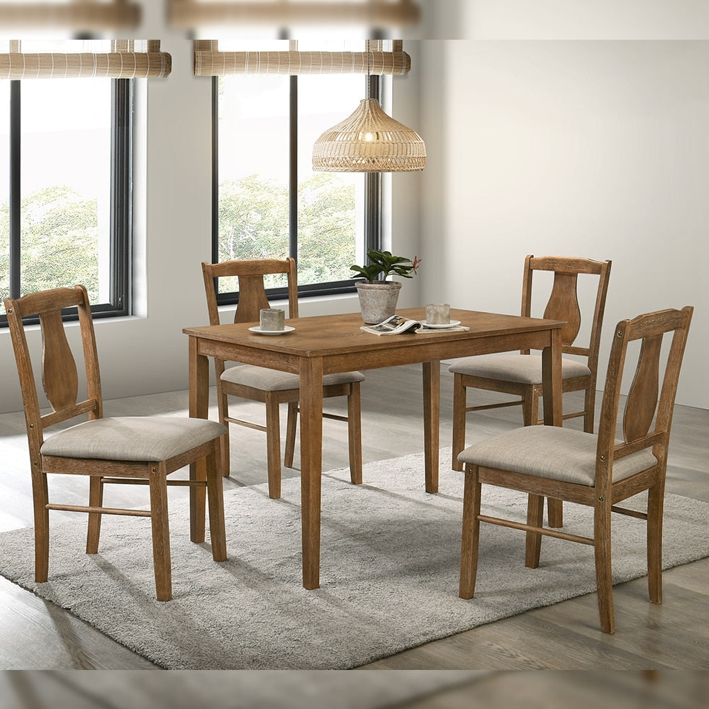 Kayee 5pc Pack Dining Set in Weathered Oak Finish