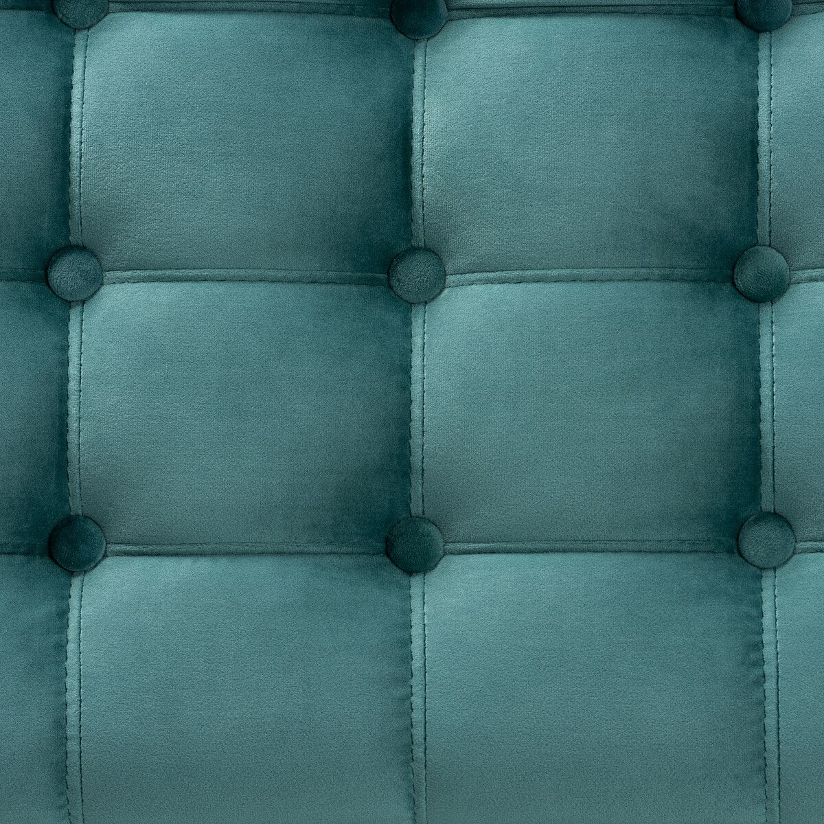 Kaylee Modern and Contemporary Teal Blue Velvet Fabric Upholstered Button-Tufted Storage Ottoman Bench