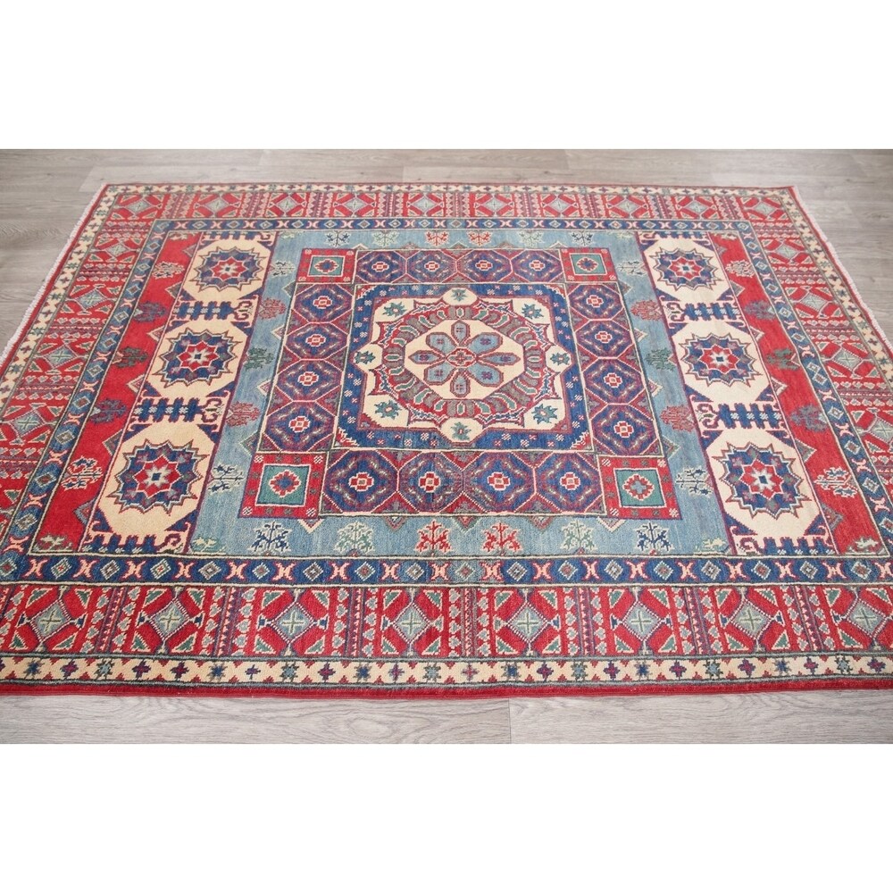 Kazak Oriental Hand Knotted Traditional Wool Pakistani Area Rug - 7'1" x 5'0"