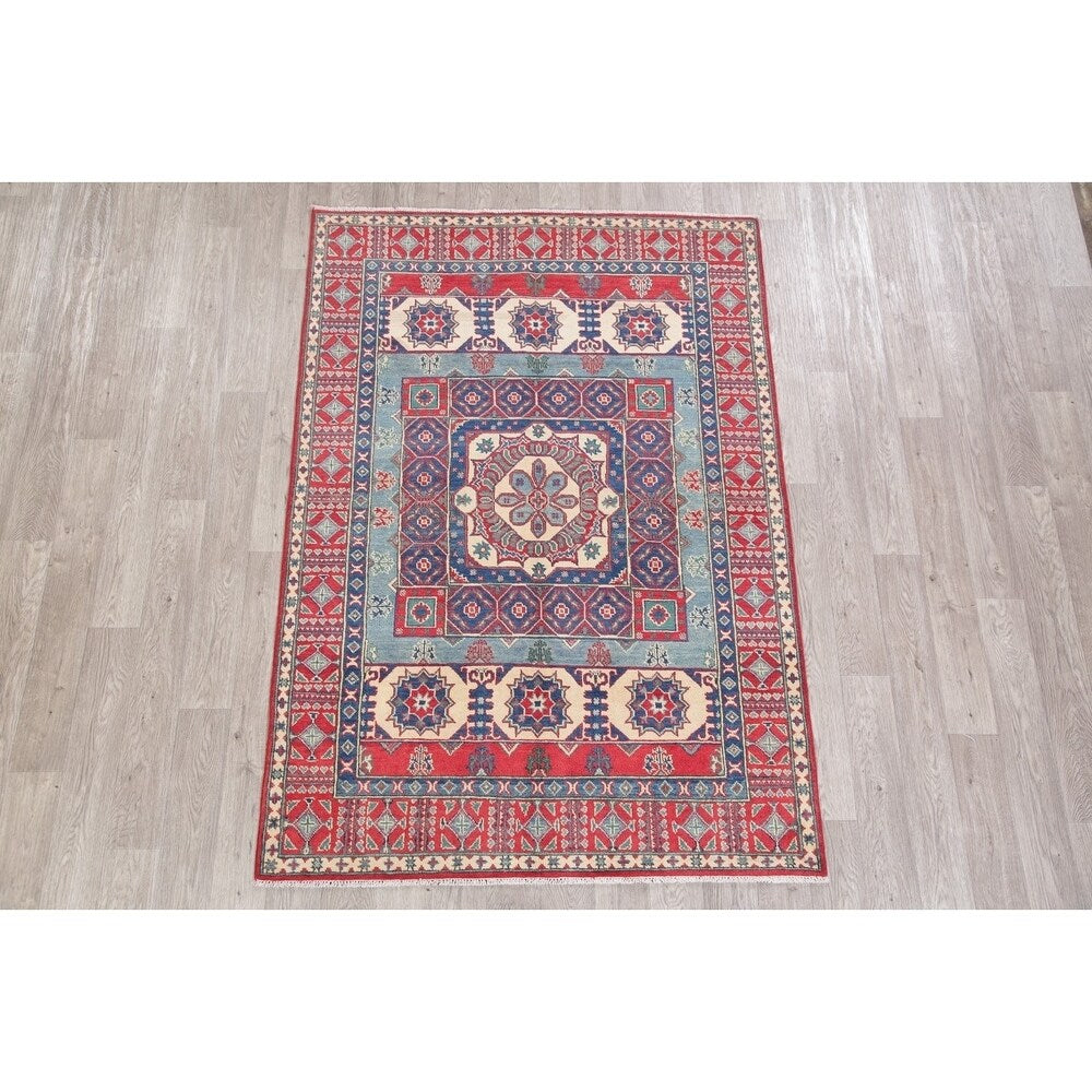 Kazak Oriental Hand Knotted Traditional Wool Pakistani Area Rug - 7'1" x 5'0"