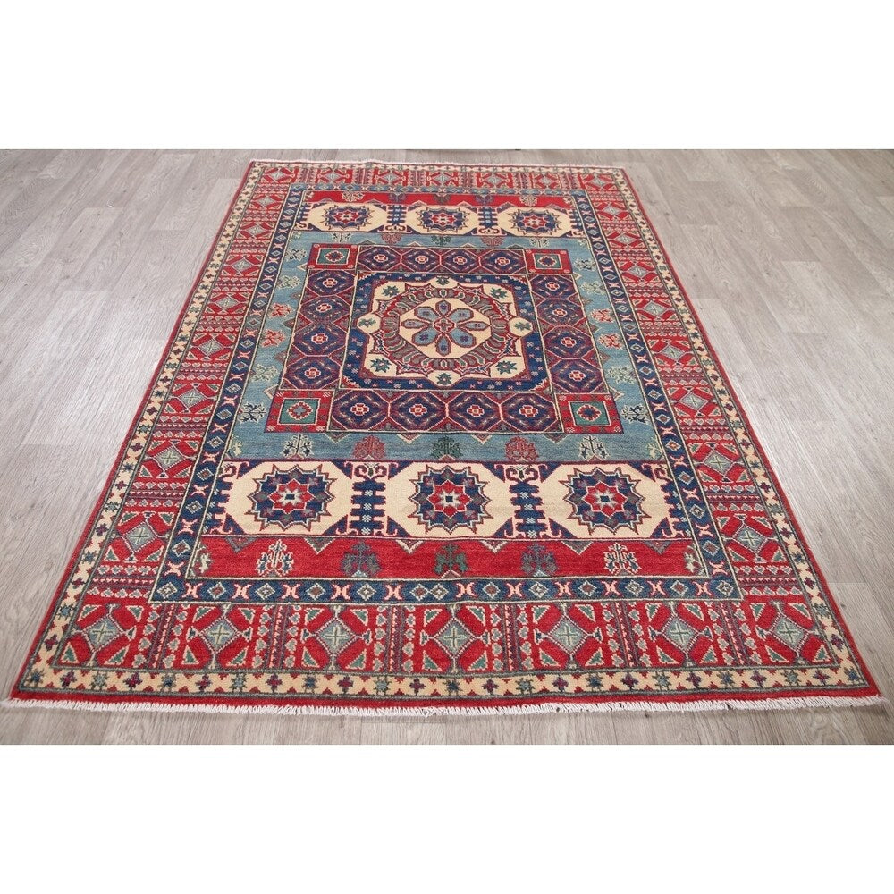 Kazak Oriental Hand Knotted Traditional Wool Pakistani Area Rug - 7'1" x 5'0"