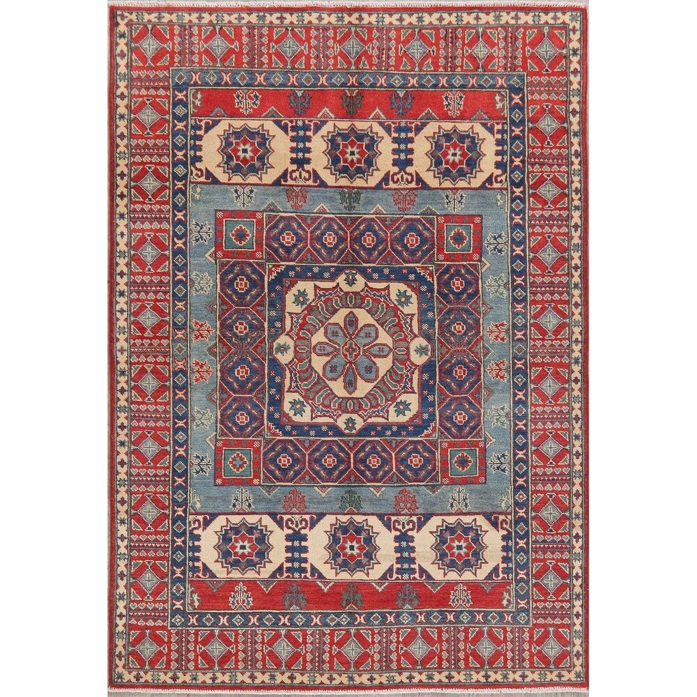 Kazak Oriental Hand Knotted Traditional Wool Pakistani Area Rug - 7'1" x 5'0"