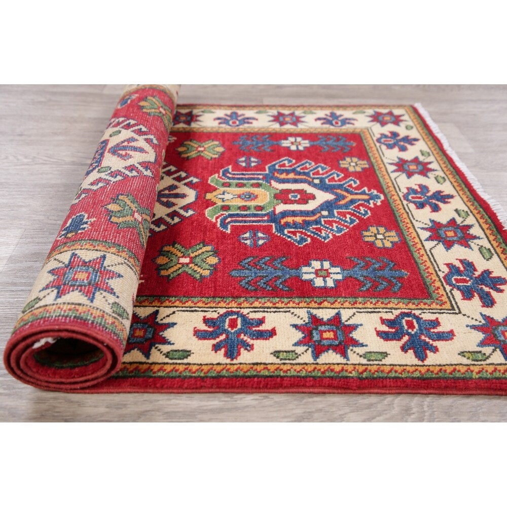 Kazak Oriental Hand Knotted Wool Pakistani Area Rug - 4'0" x 2'9"