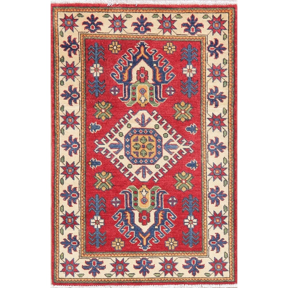 Kazak Oriental Hand Knotted Wool Pakistani Area Rug - 4'0" x 2'9"