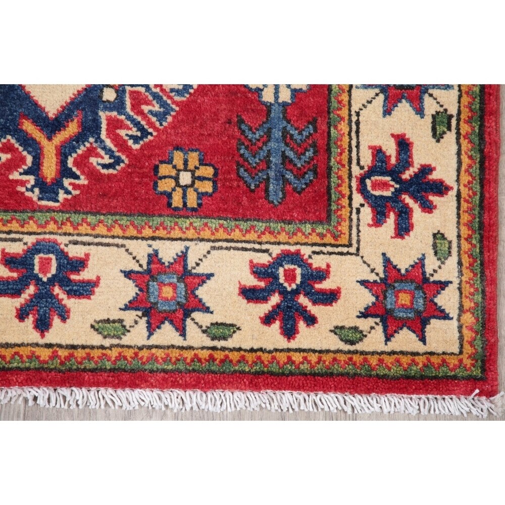 Kazak Oriental Hand Knotted Wool Pakistani Area Rug - 4'0" x 2'9"