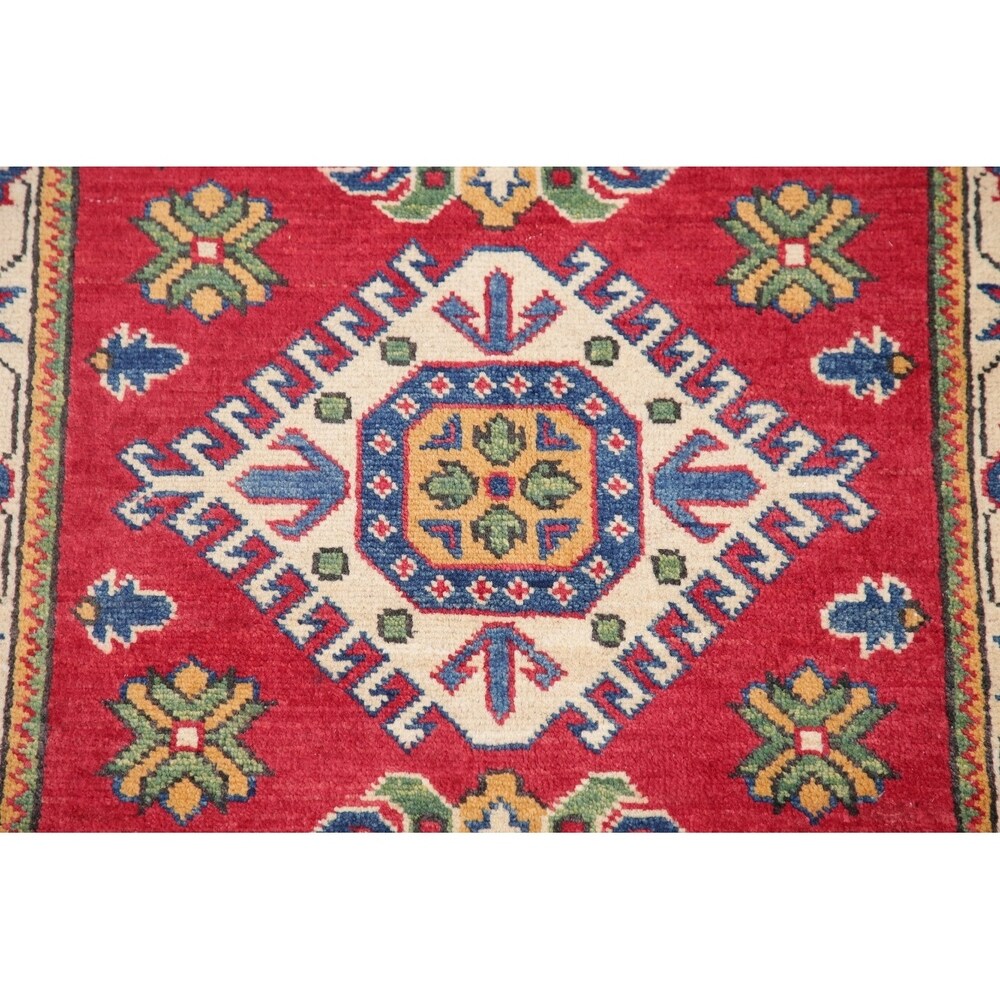 Kazak Oriental Hand Knotted Wool Pakistani Area Rug - 4'0" x 2'9"