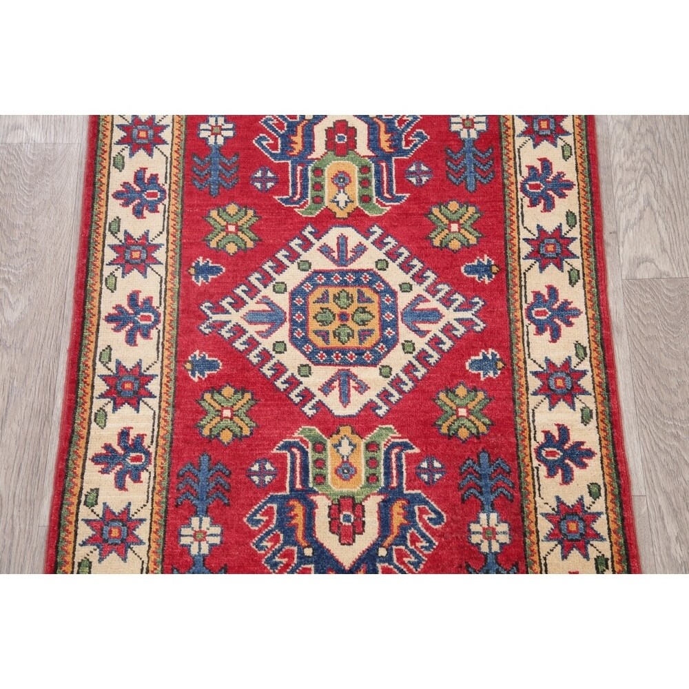 Kazak Oriental Hand Knotted Wool Pakistani Area Rug - 4'0" x 2'9"