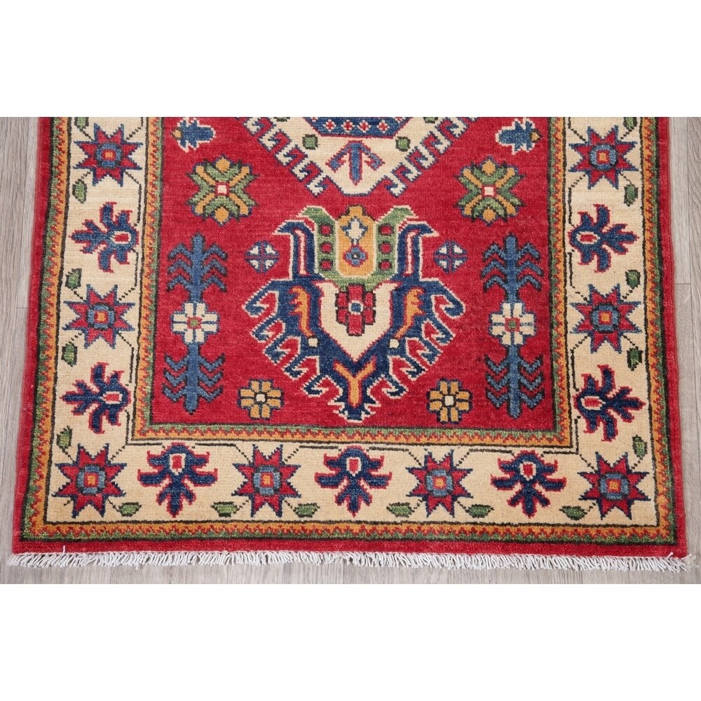 Kazak Oriental Hand Knotted Wool Pakistani Area Rug - 4'0" x 2'9"