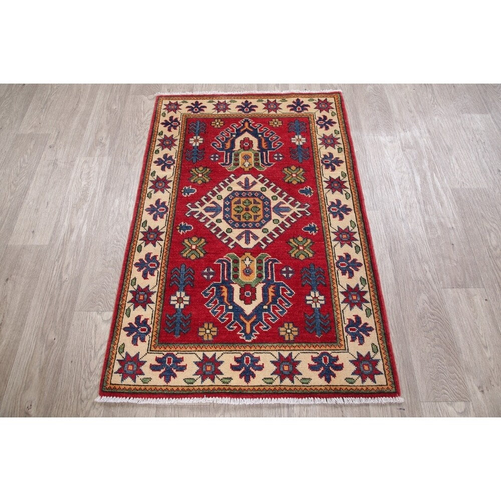 Kazak Oriental Hand Knotted Wool Pakistani Area Rug - 4'0" x 2'9"