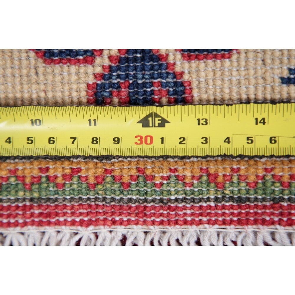 Kazak Oriental Hand Knotted Wool Pakistani Area Rug - 4'0" x 2'9"