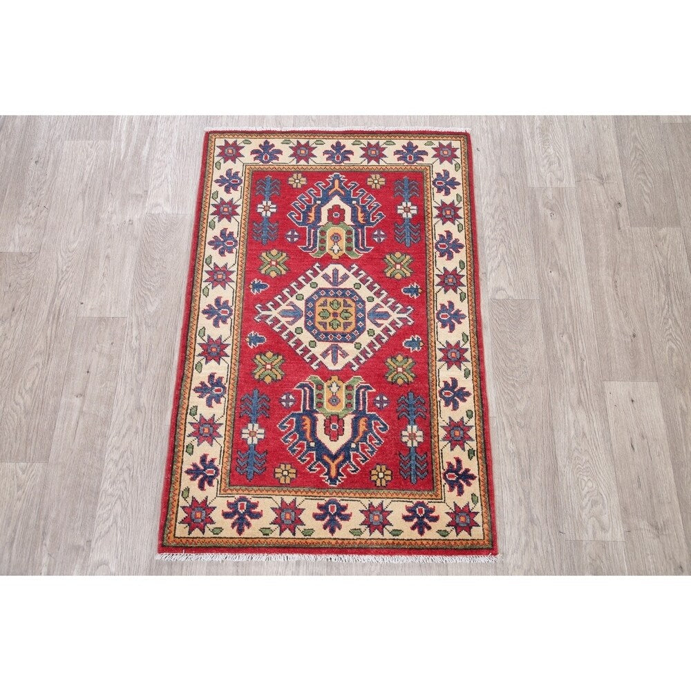 Kazak Oriental Hand Knotted Wool Pakistani Area Rug - 4'0" x 2'9"