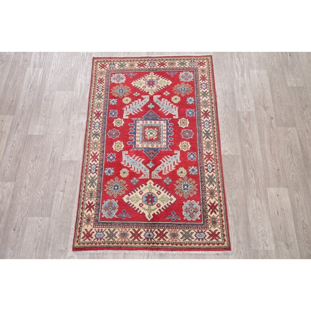 Kazak Oriental Hand Knotted Wool Pakistani Area Rug - 5'1" x 3'4" - 5'1" x 3'4"