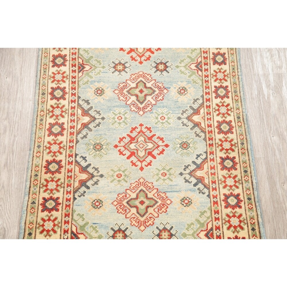 Kazak Oriental Hand Knotted Wool Pakistani Traditional Area Rug - 4'1" x 2'7"