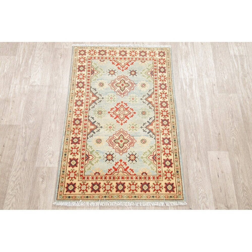 Kazak Oriental Hand Knotted Wool Pakistani Traditional Area Rug - 4'1" x 2'7"