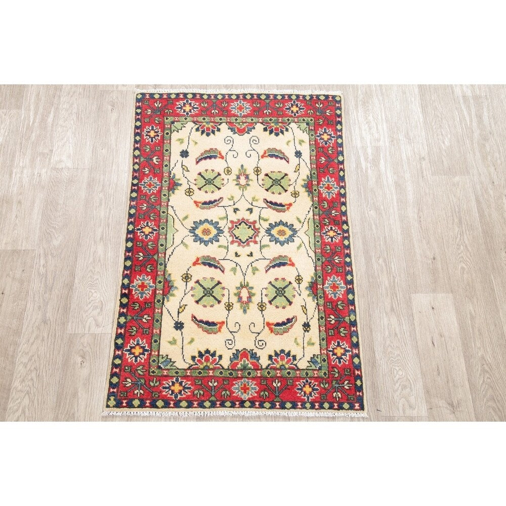 Kazak Oriental Hand Knotted Wool Pakistani Traditional Area Rug - 4'1" x 2'8"