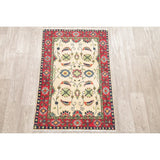Kazak Oriental Hand Knotted Wool Pakistani Traditional Area Rug - 4'1" x 2'8"