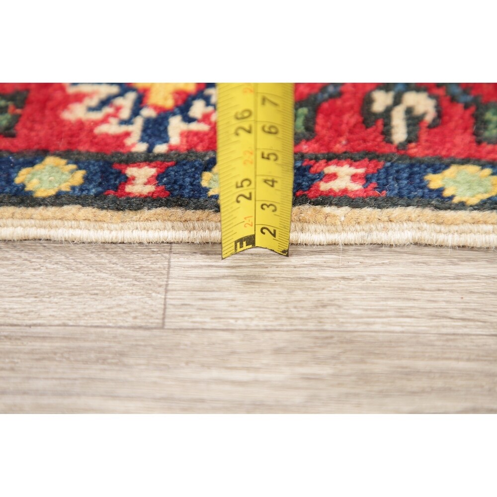 Kazak Oriental Hand Knotted Wool Pakistani Traditional Area Rug - 4'1" x 2'8"