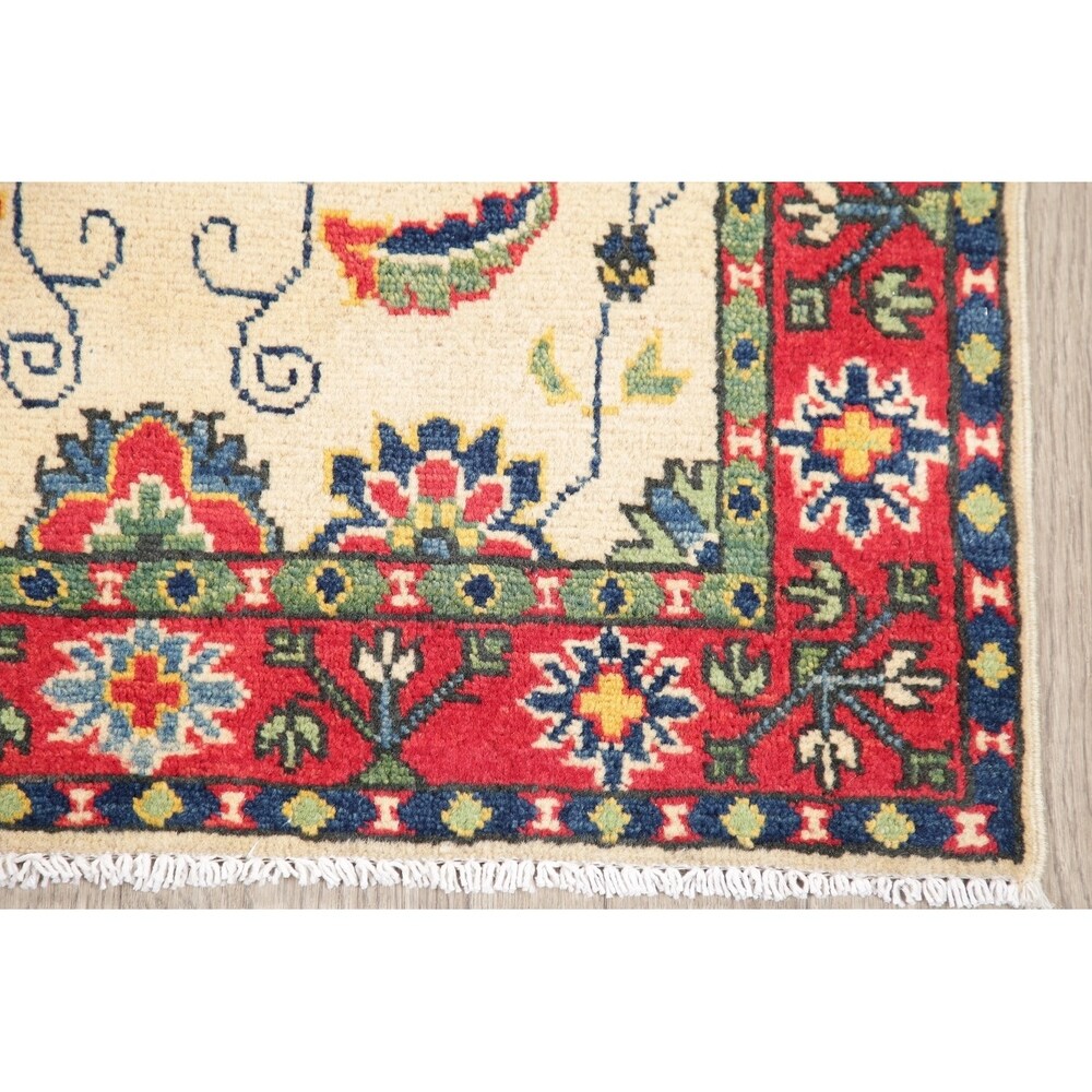 Kazak Oriental Hand Knotted Wool Pakistani Traditional Area Rug - 4'1" x 2'8"