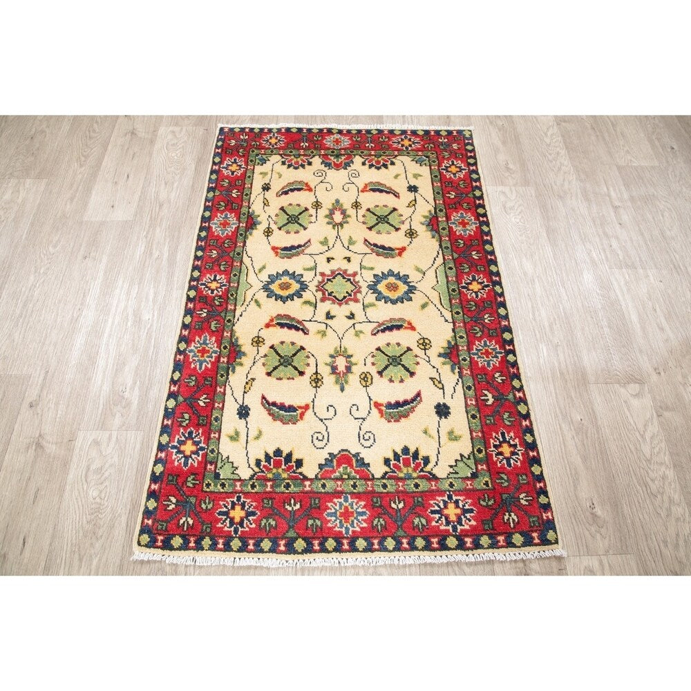 Kazak Oriental Hand Knotted Wool Pakistani Traditional Area Rug - 4'1" x 2'8"
