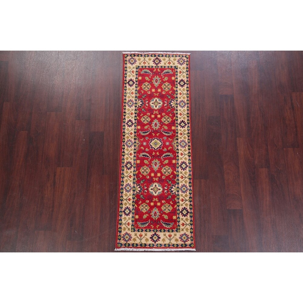 Kazak Oriental Hand Knotted Wool Pakistani Traditional Rug - 5'7" x 1'11" Runner