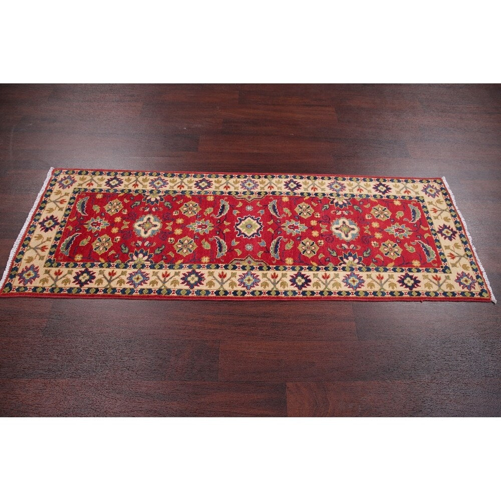 Kazak Oriental Hand Knotted Wool Pakistani Traditional Rug - 5'7" x 1'11" Runner