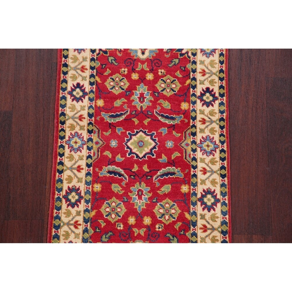 Kazak Oriental Hand Knotted Wool Pakistani Traditional Rug - 5'7" x 1'11" Runner