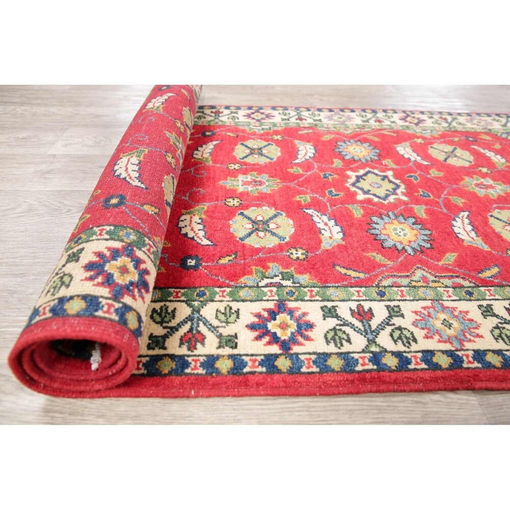 Kazak Oriental Hand Knotted Wool Pakistani Traditional Rug - 7'8" x 2'9" Runner