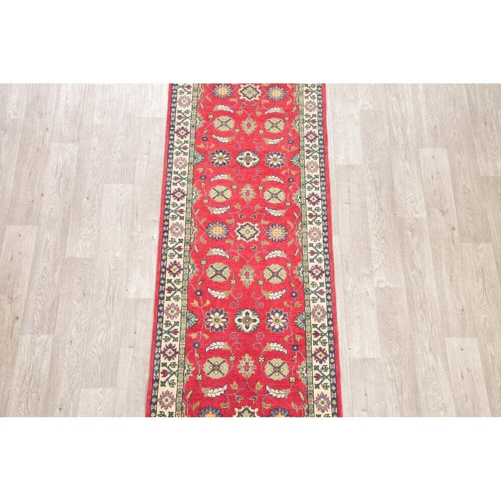 Kazak Oriental Hand Knotted Wool Pakistani Traditional Rug - 7'8" x 2'9" Runner