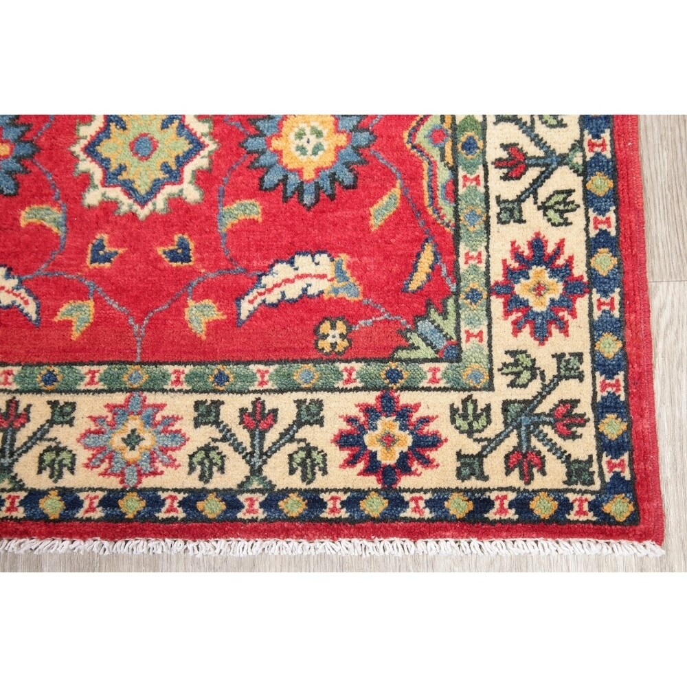 Kazak Oriental Hand Knotted Wool Pakistani Traditional Rug - 7'8" x 2'9" Runner