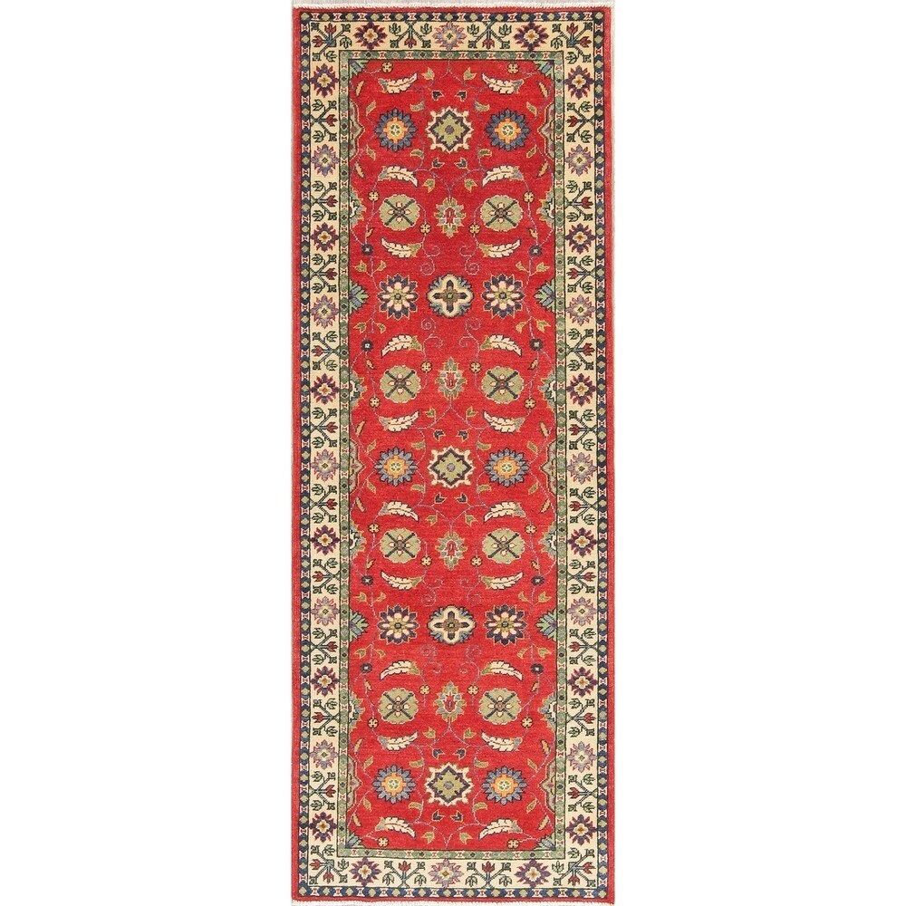 Kazak Oriental Hand Knotted Wool Pakistani Traditional Rug - 7'8" x 2'9" Runner