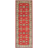 Kazak Oriental Hand Knotted Wool Pakistani Traditional Rug - 7'8" x 2'9" Runner