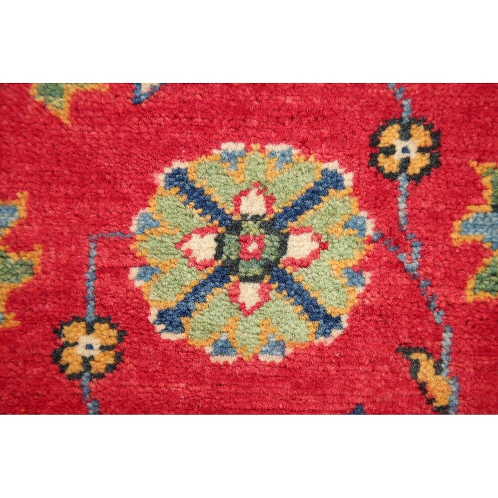 Kazak Oriental Hand Knotted Wool Pakistani Traditional Rug - 7'8" x 2'9" Runner