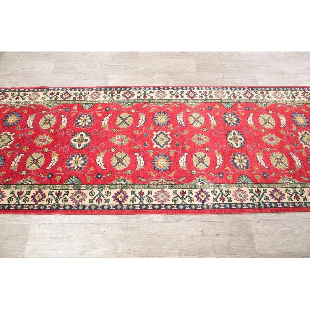 Kazak Oriental Hand Knotted Wool Pakistani Traditional Rug - 7'8" x 2'9" Runner