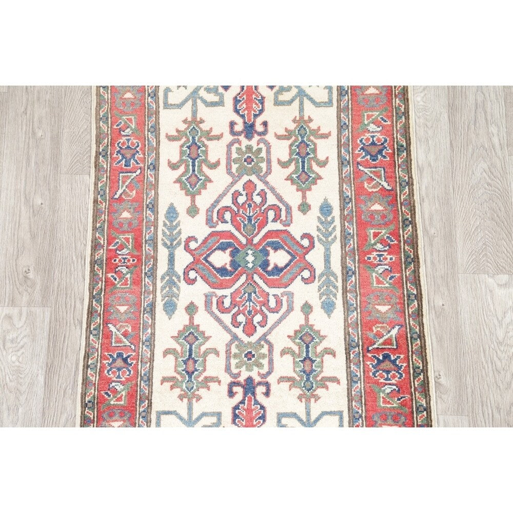 Kazak Oriental Hand Knotted Wool Pakistani Traditional Rug - 8'5" x 2'9" Runner