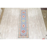 Kazak Oriental Hand Knotted Wool Pakistani Traditional Rug - 9'9" x 2'9" Runner
