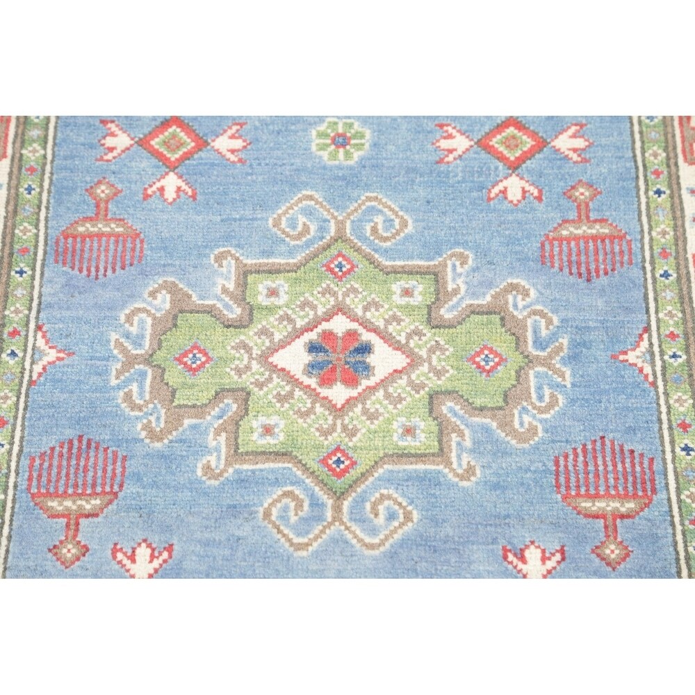 Kazak Oriental Hand Knotted Wool Pakistani Traditional Rug - 9'9" x 2'9" Runner