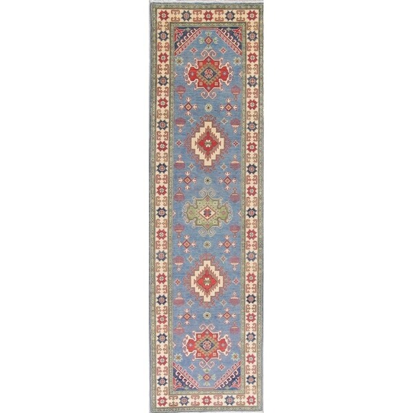 Kazak Oriental Hand Knotted Wool Pakistani Traditional Rug - 9'9" x 2'9" Runner