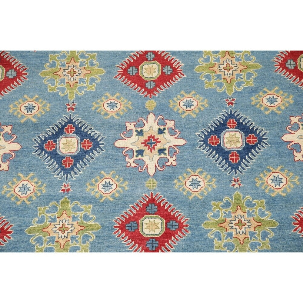 Kazak Oriental Hand-Knotted Wool Traditional Pakistani Area Rug - 9'9" x 8'3"