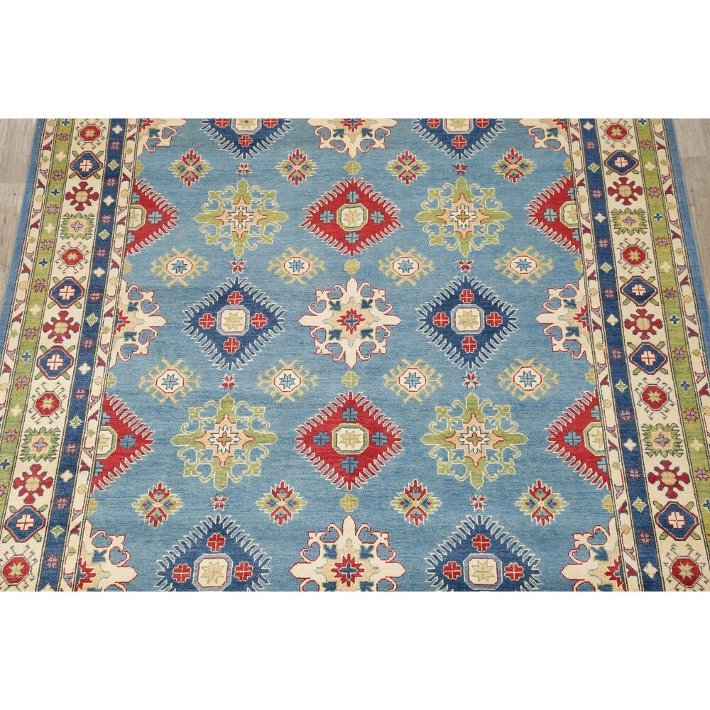 Kazak Oriental Hand-Knotted Wool Traditional Pakistani Area Rug - 9'9" x 8'3"