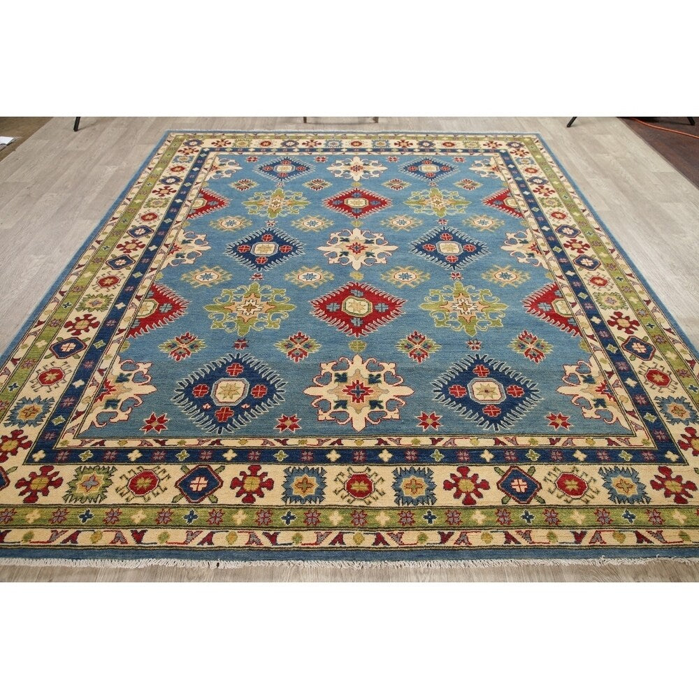 Kazak Oriental Hand-Knotted Wool Traditional Pakistani Area Rug - 9'9" x 8'3"