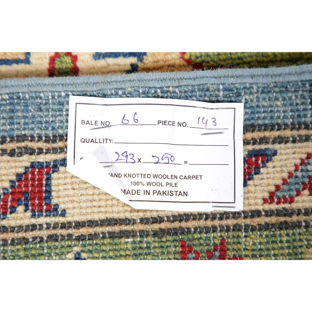 Kazak Oriental Hand-Knotted Wool Traditional Pakistani Area Rug - 9'9" x 8'3"