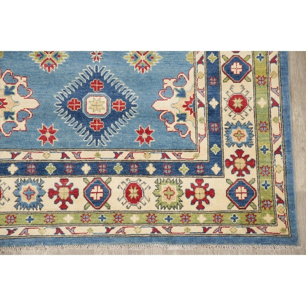 Kazak Oriental Hand-Knotted Wool Traditional Pakistani Area Rug - 9'9" x 8'3"
