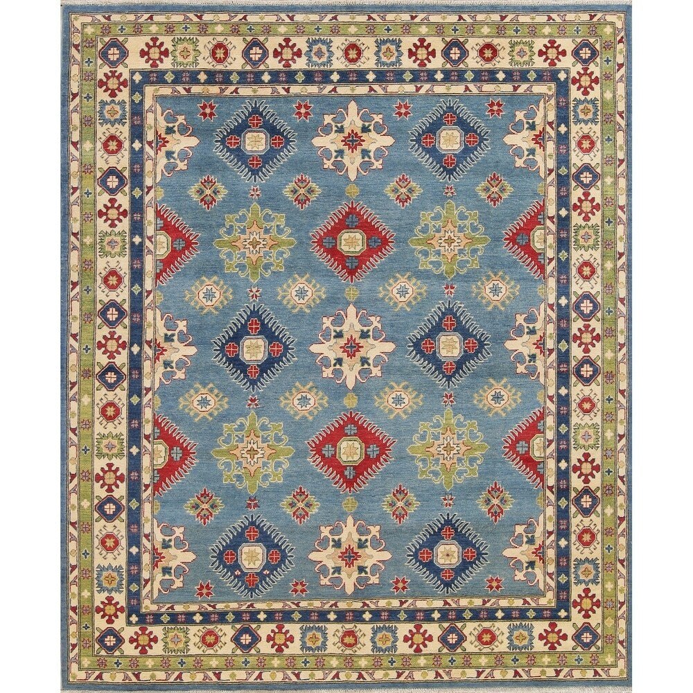 Kazak Oriental Hand-Knotted Wool Traditional Pakistani Area Rug - 9'9" x 8'3"