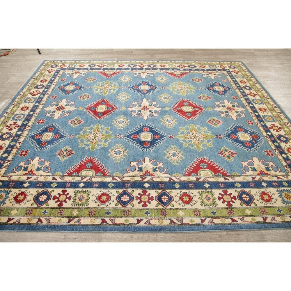 Kazak Oriental Hand-Knotted Wool Traditional Pakistani Area Rug - 9'9" x 8'3"